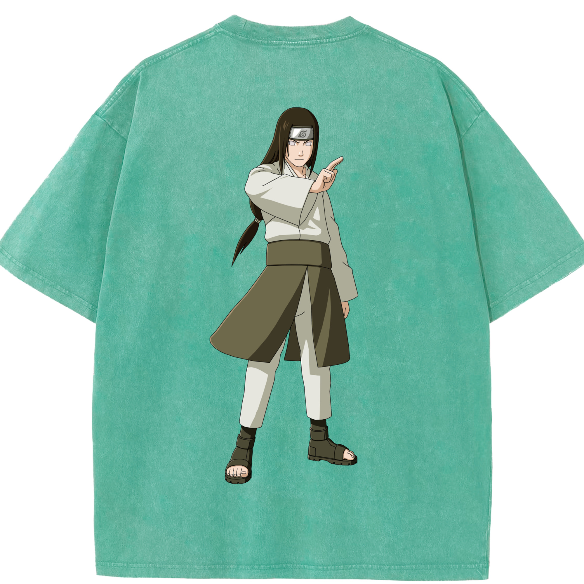 （画像用） NARUTO -ナルト- 日向ネジ Hyūga Neji 綿100% ヴィンテージ風 半袖Tシャツ（背面プリント）